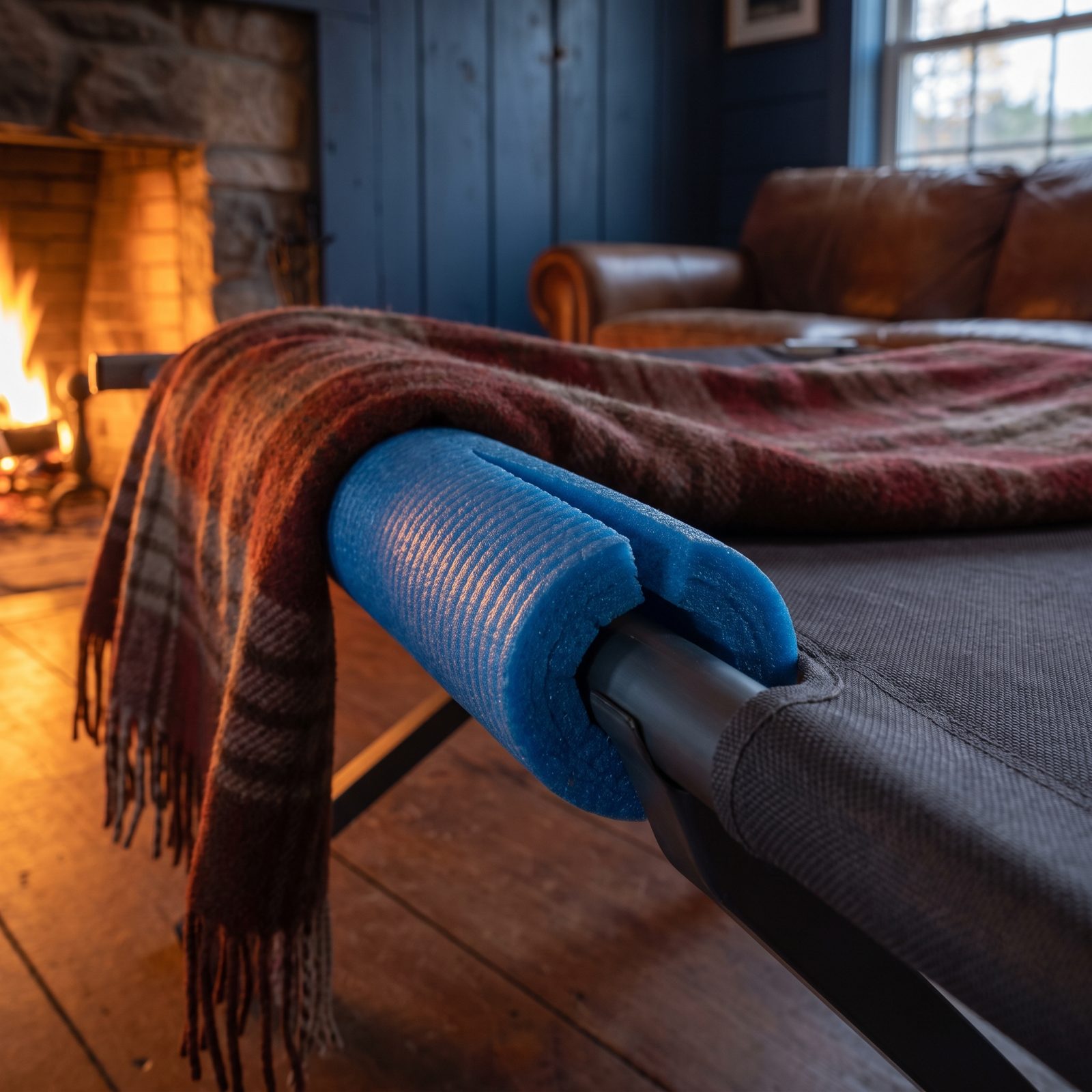 Split a Pool Noodle Over a Hard Cot Rail