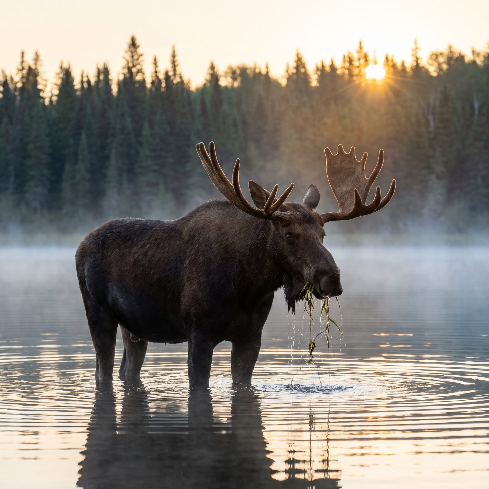 Spotting a Moose Wading in the Shallows