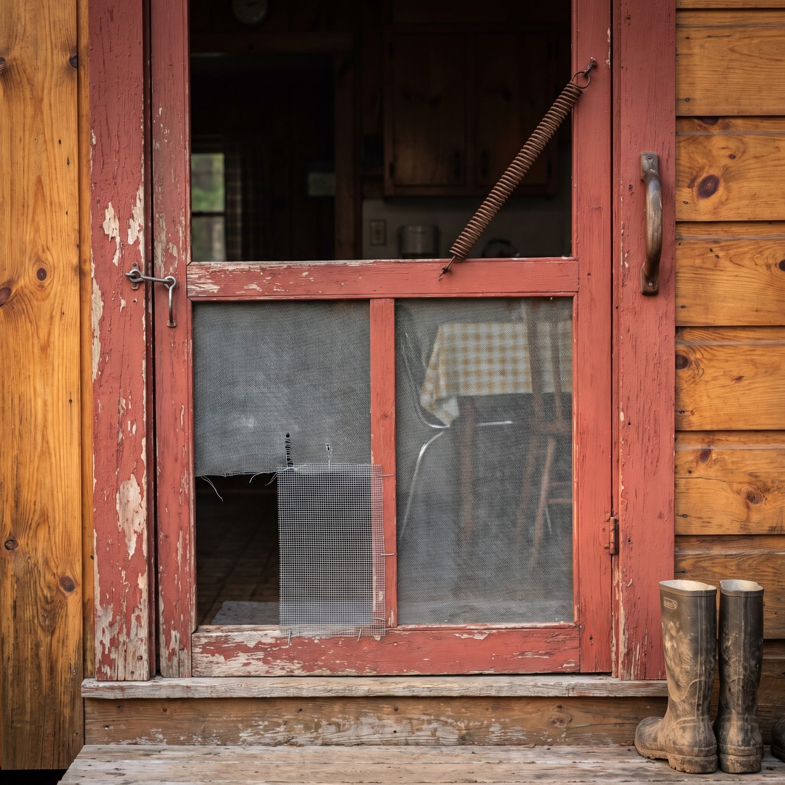 The Spring-Hinged Wooden Screen Door