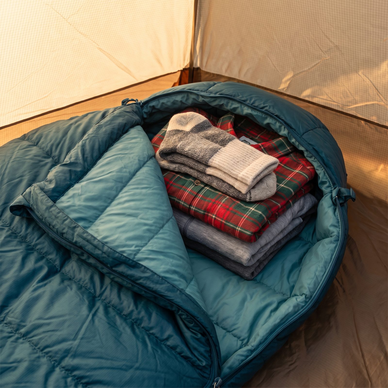 Stash Tomorrow's Dry Clothes in Your Sleeping Bag Footbox