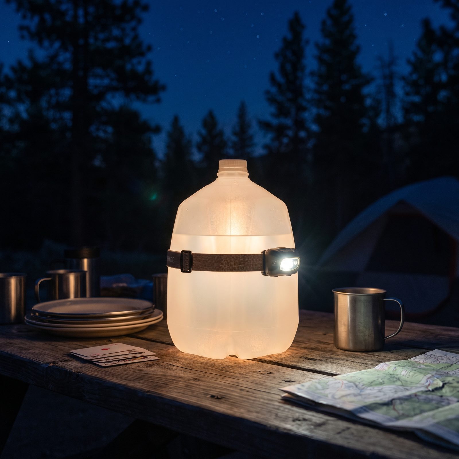 Strap a Headlamp Around a Translucent Water Jug