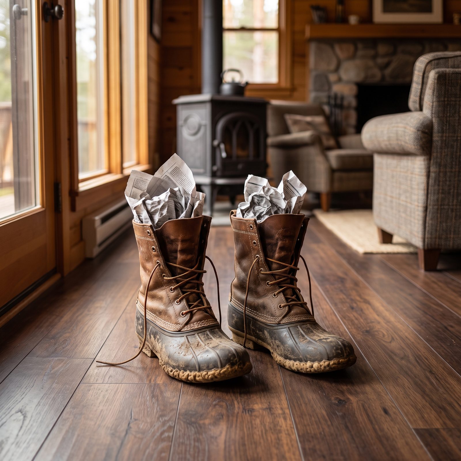Stuff Wet Boots with Crumpled Newspaper Overnight