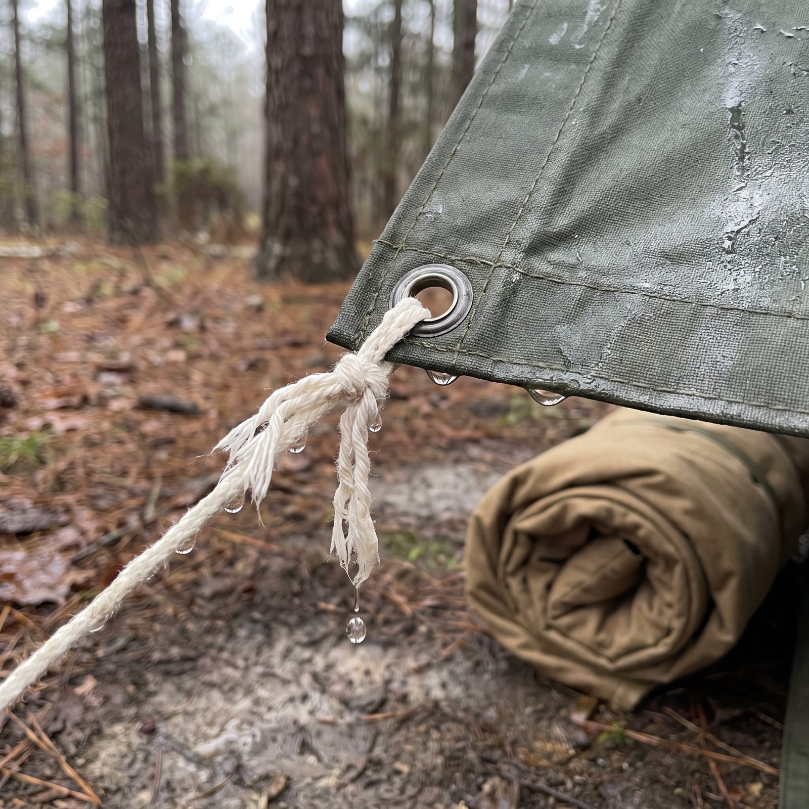 Tie Short Cotton Drip Lines to the Lowest Tarp Corners