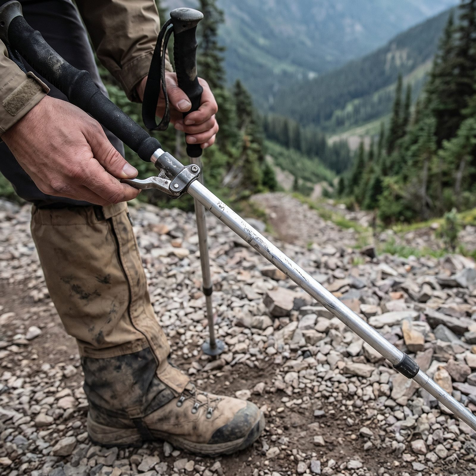 Trekking Poles Change Length When the Slope Changes