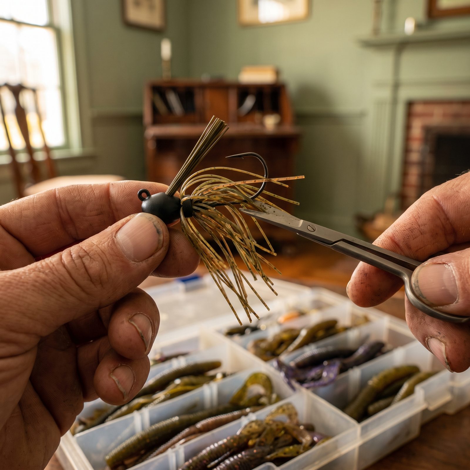 Trim a Jig Skirt Unevenly to Create a More Natural Pulsing Profile