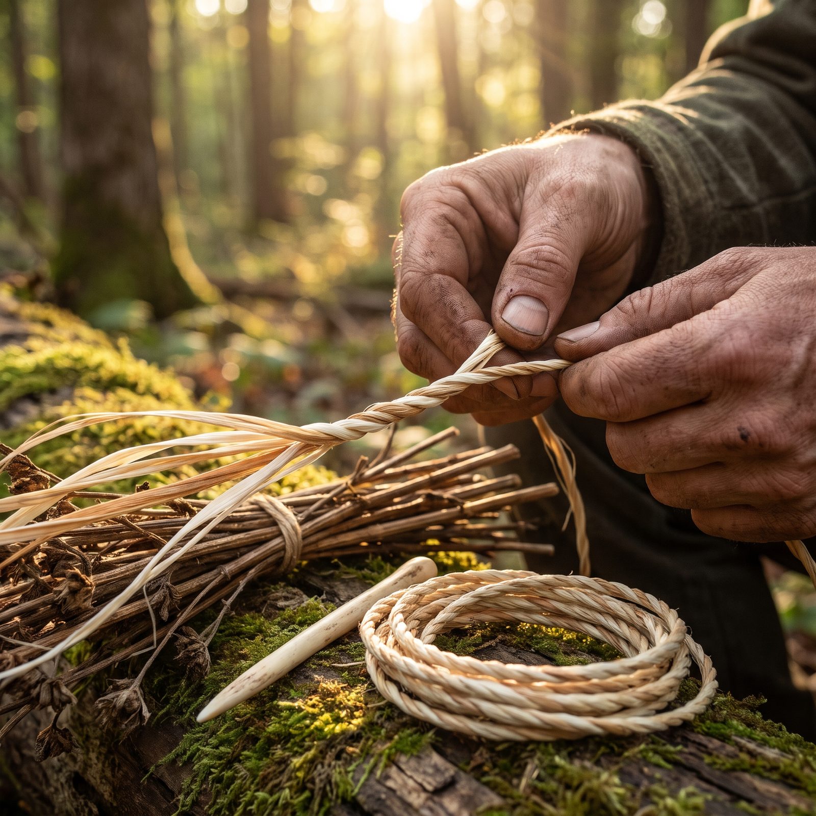 Twisting Strong Cordage From Plants Growing at Your Feet