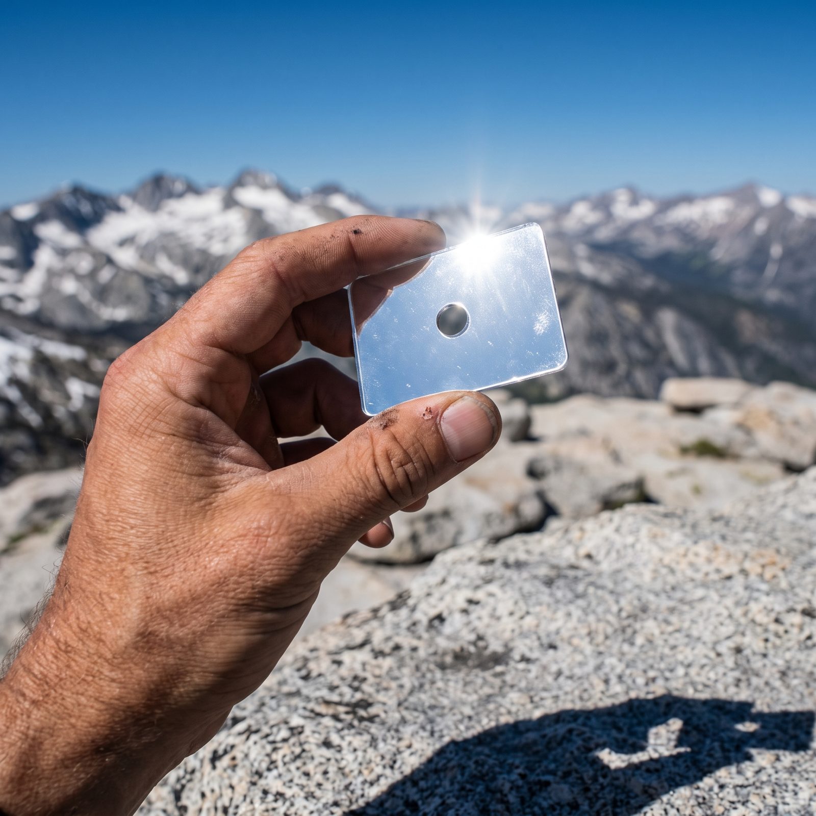 Unbreakable Signal Mirror, Flashes Rescuers From Miles Off