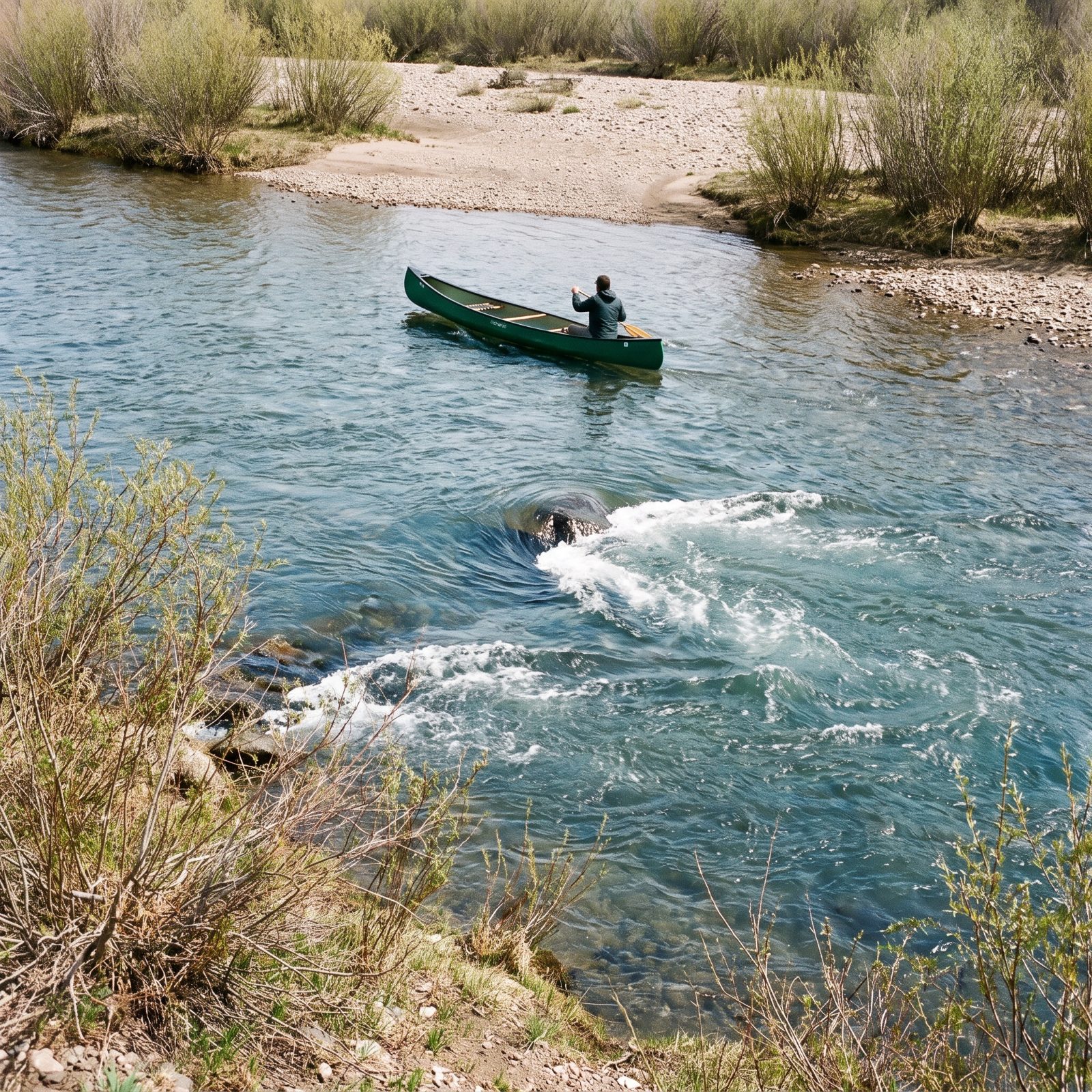 Using a Ferry Angle to Cross a River by Canoe