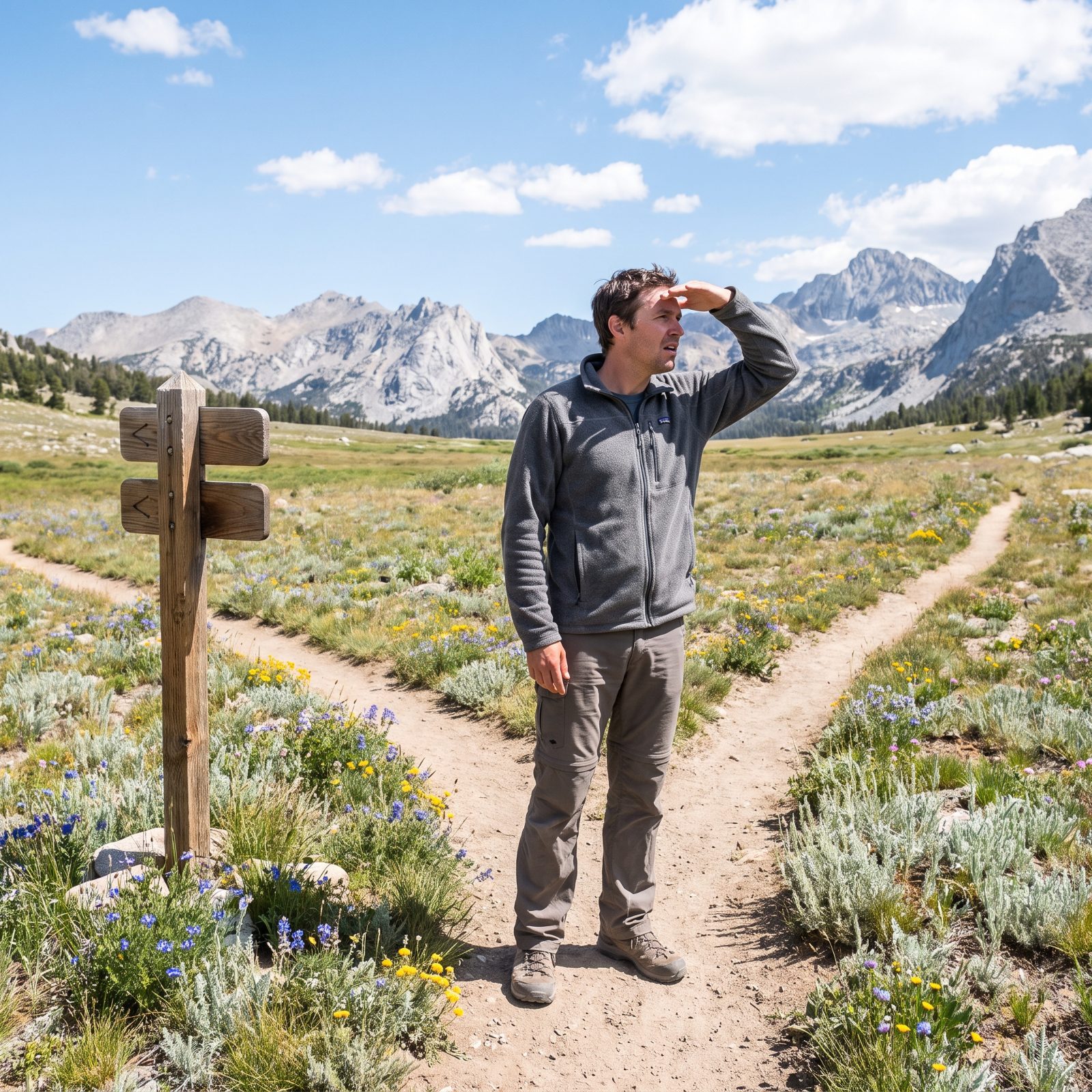 A Visitor Keeps Turning Around to Recheck the Trail