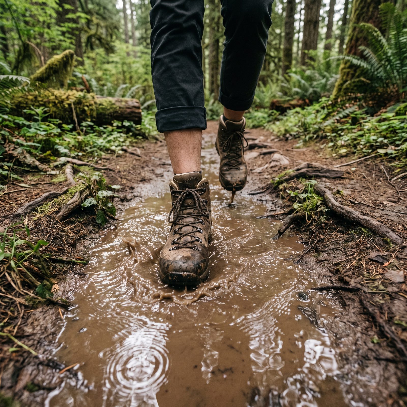 Walk Through Trail Puddles Instead of Widening the Path