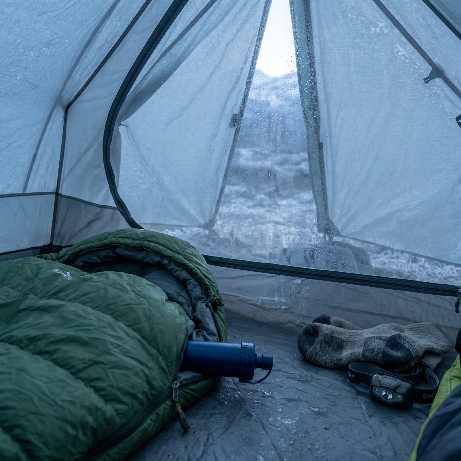 The Water Filter Sleeps in the Bag So It Doesn't Freeze Overnight