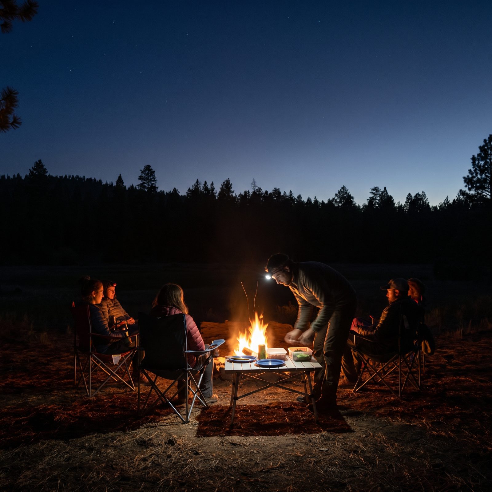 Wear the Headlamp Around the Neck When Talking With Campmates