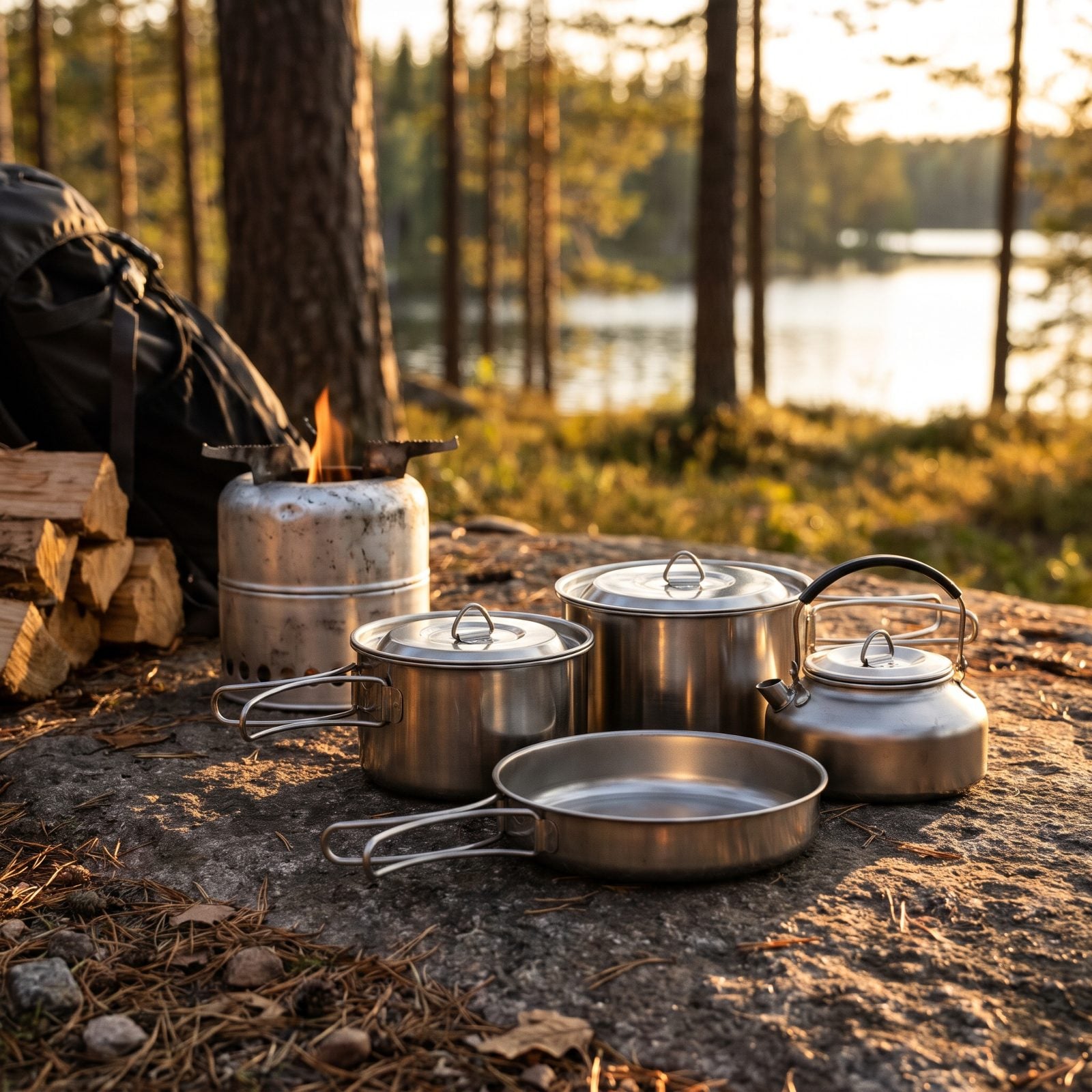 You Hide the Budget Stove Behind the Titanium Cookset